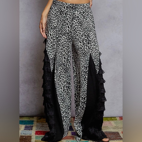 POL Pants - Leopard Print Lace Women's Pants